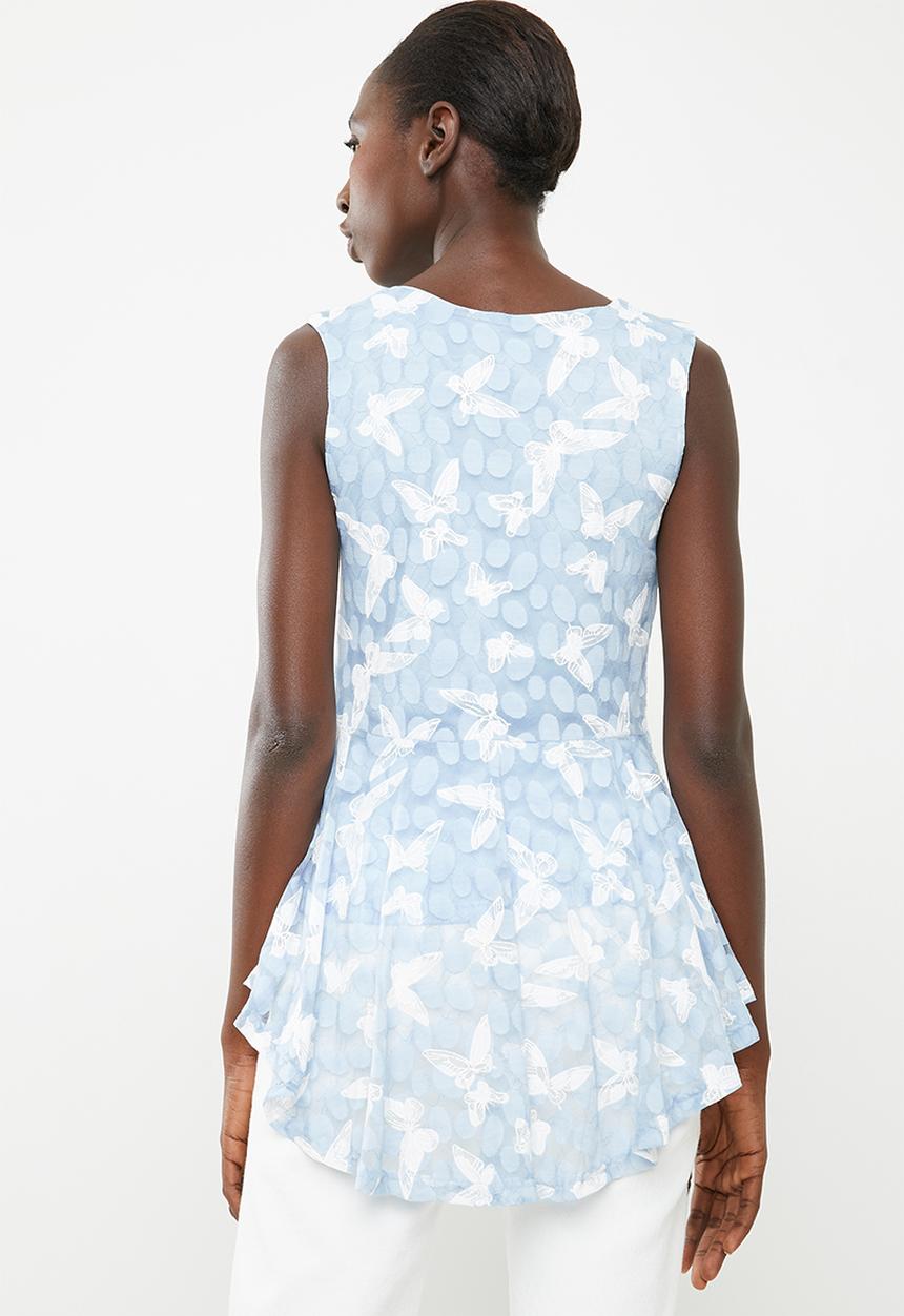 Revenge - Butterfly zip detail top - blue
