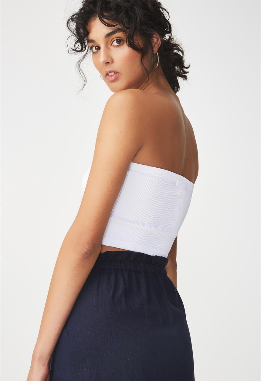 Cotton On - Samantha seam free rib tube top - white