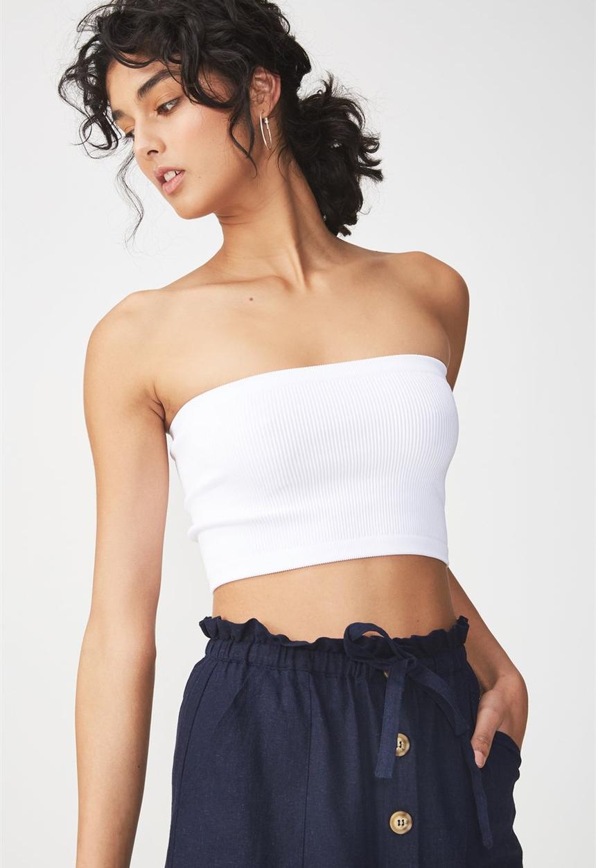 Cotton On - Samantha seam free rib tube top - white