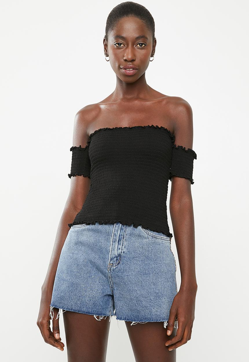 Superbalist - Smocked off the shoulder top - black 