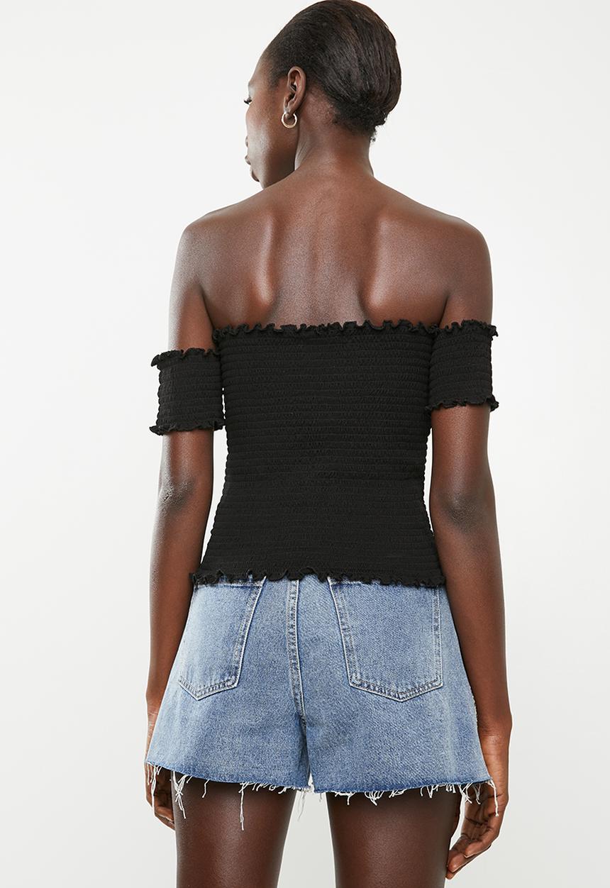 Superbalist - Smocked off the shoulder top - black 