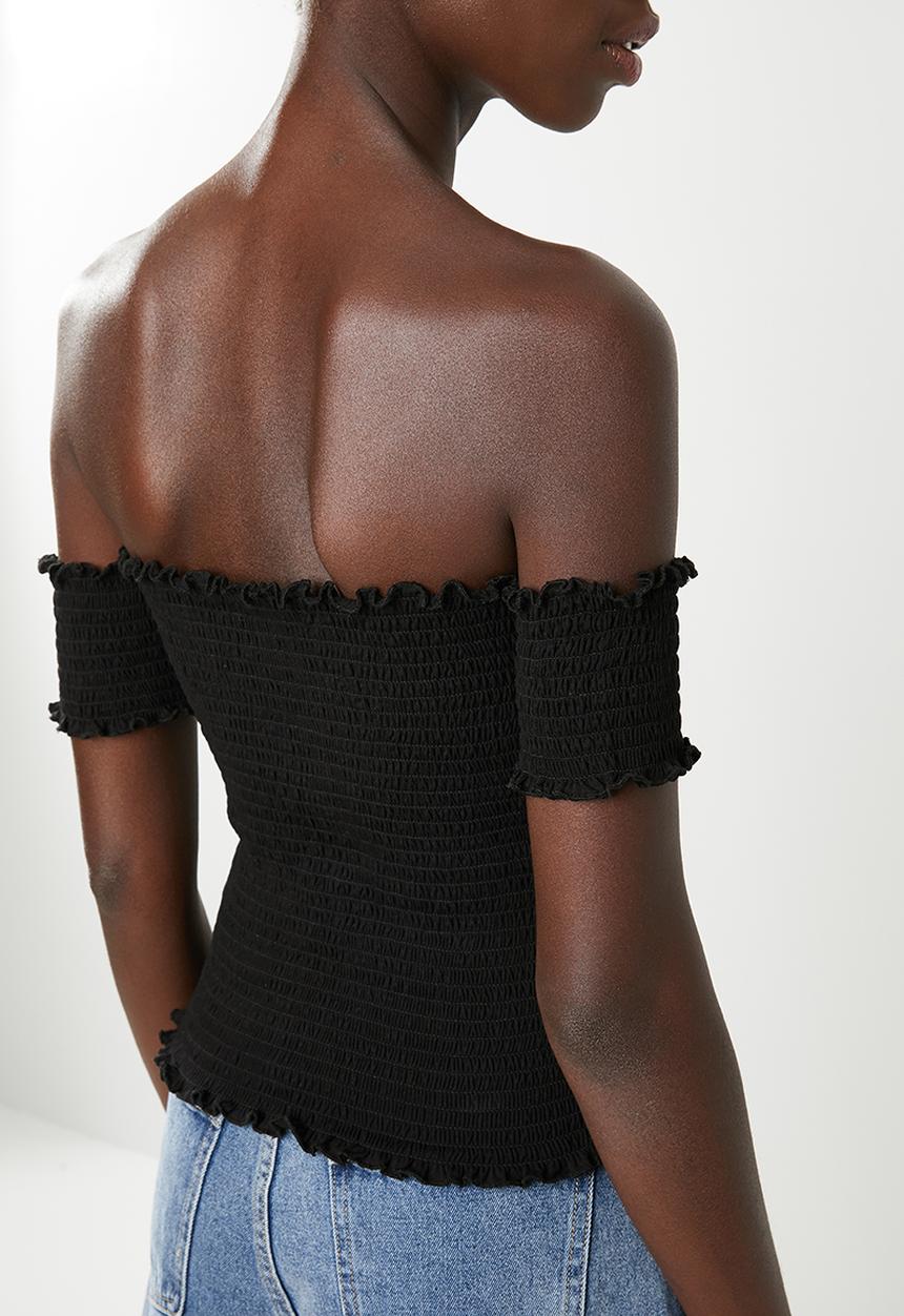 Superbalist - Smocked off the shoulder top - black 