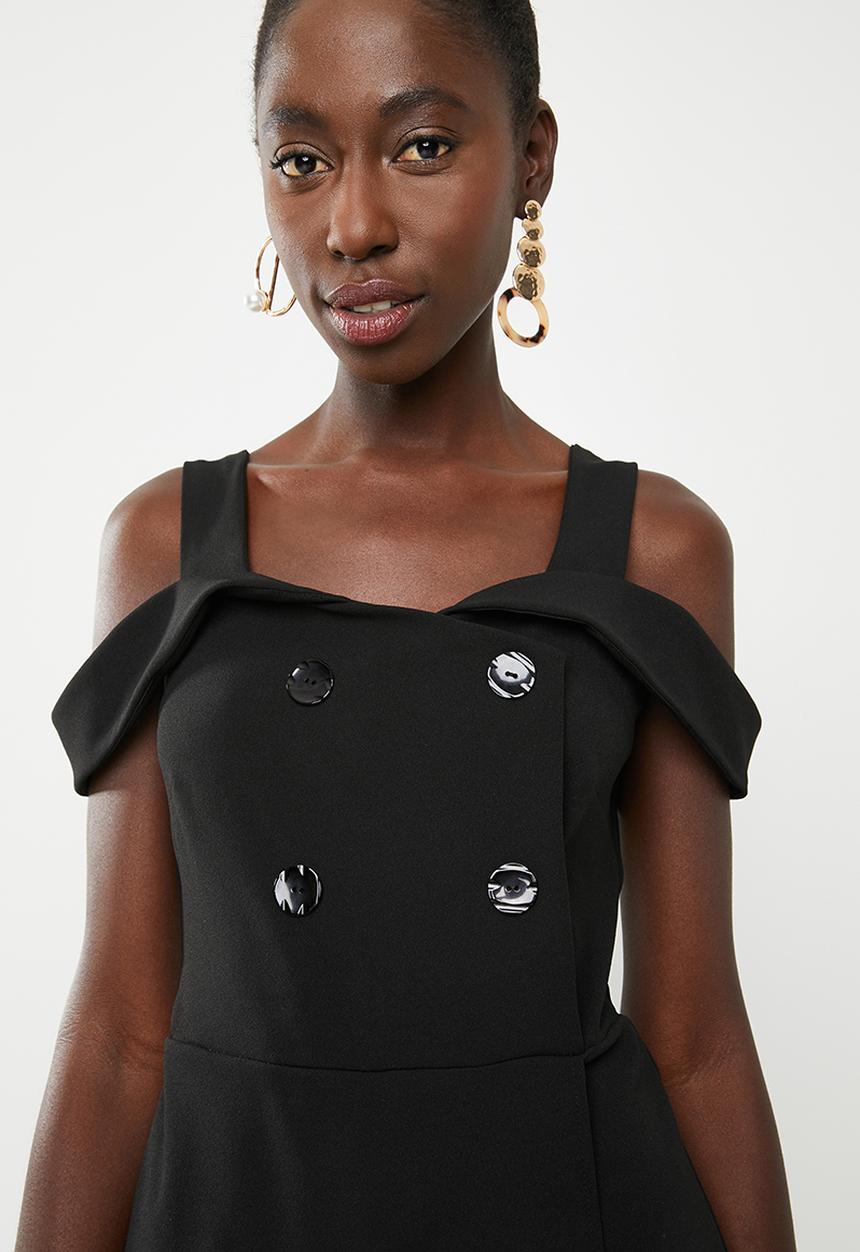 Superbalist - Tuxedo style playsuit - black