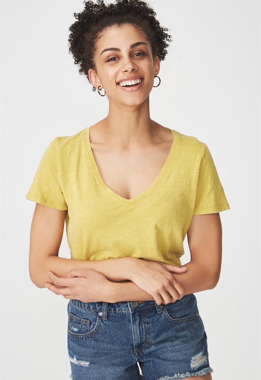 Cotton On - The deep-v top - yellow