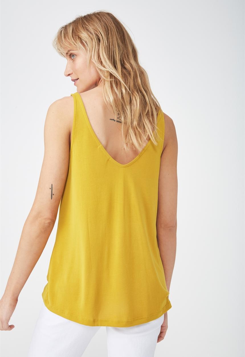 Cotton On - Tia scooped high low tank top - yellow