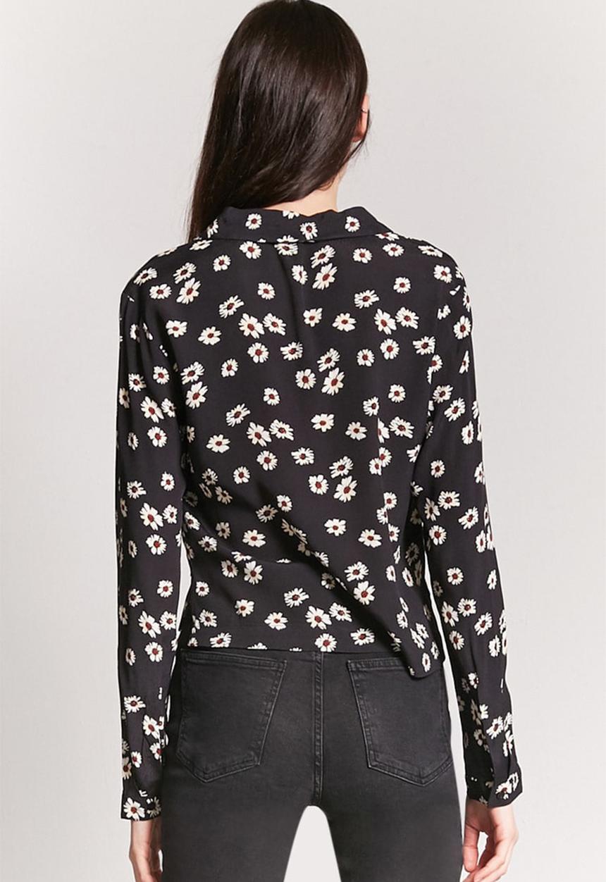 Forever21 - Floral shirt - black