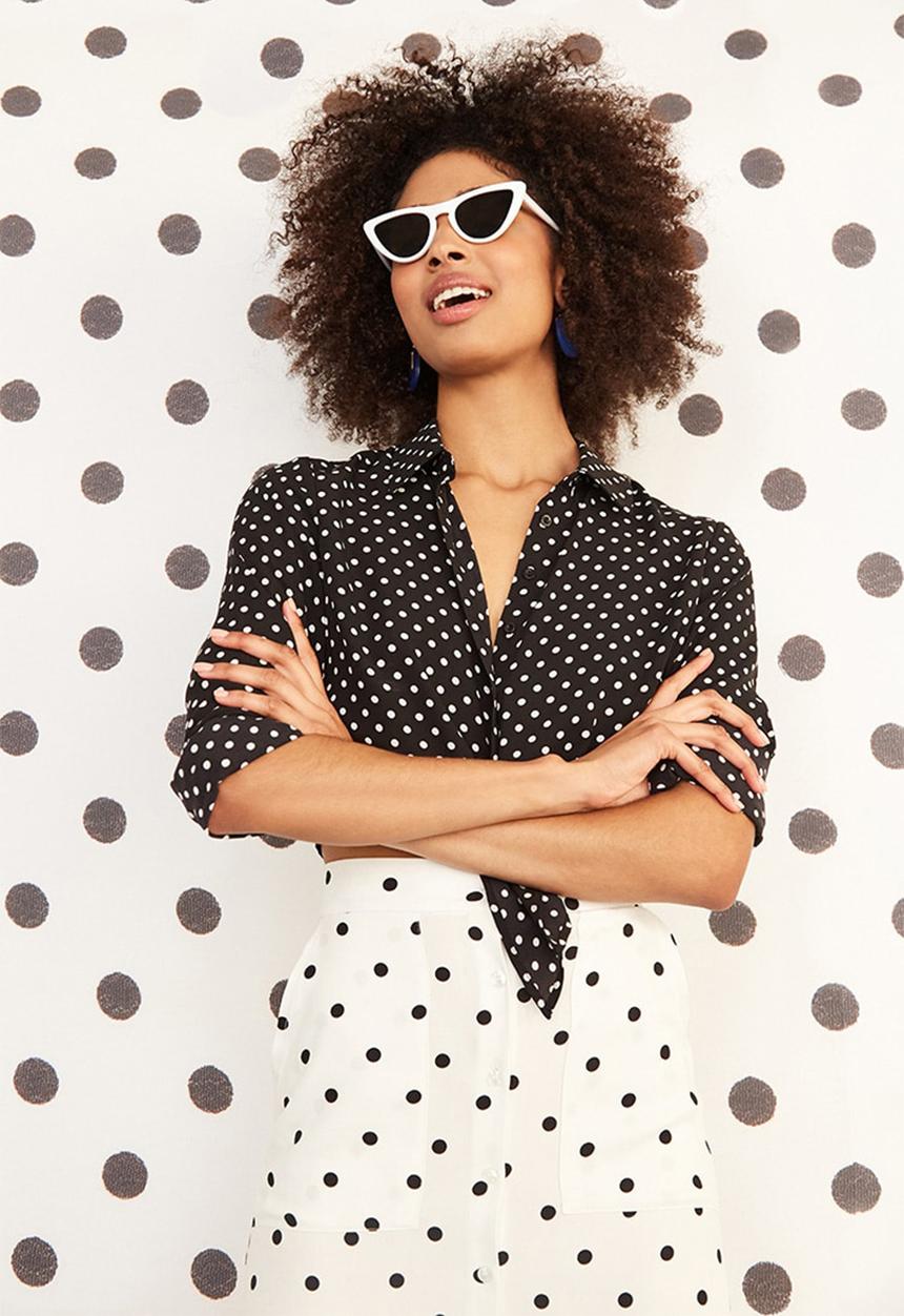 Forever21 - Polka dot shirt - black & white