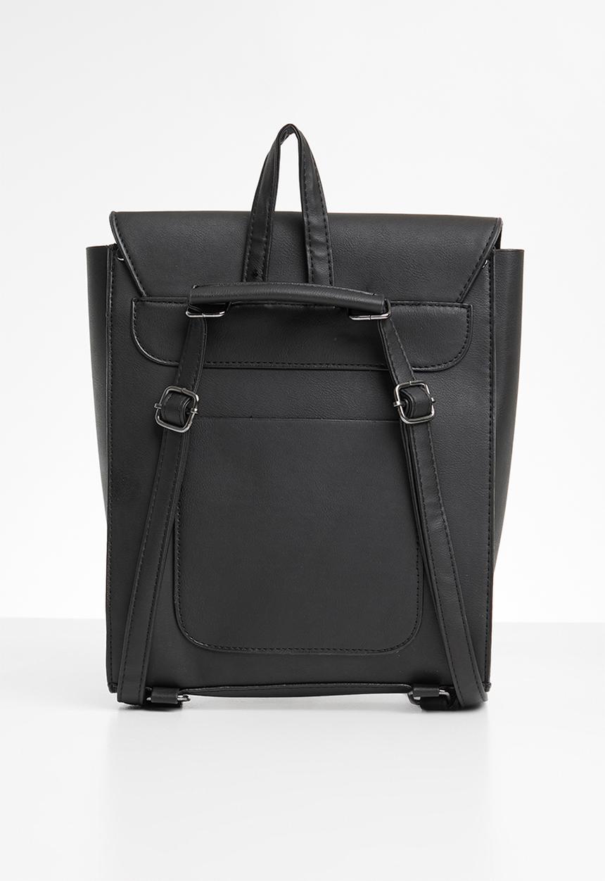 Superbalist - Ring detail faux leather backpack - black