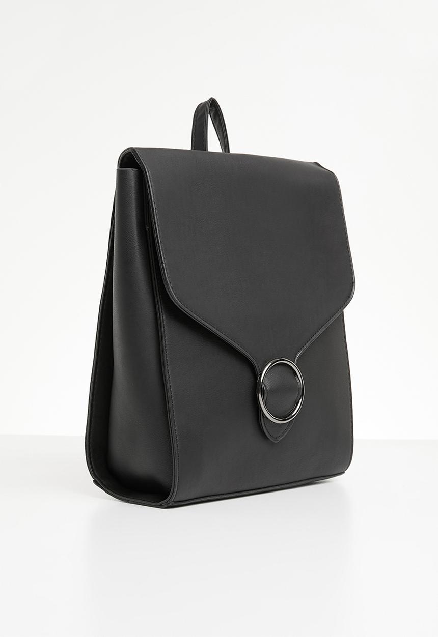Superbalist - Ring detail faux leather backpack - black