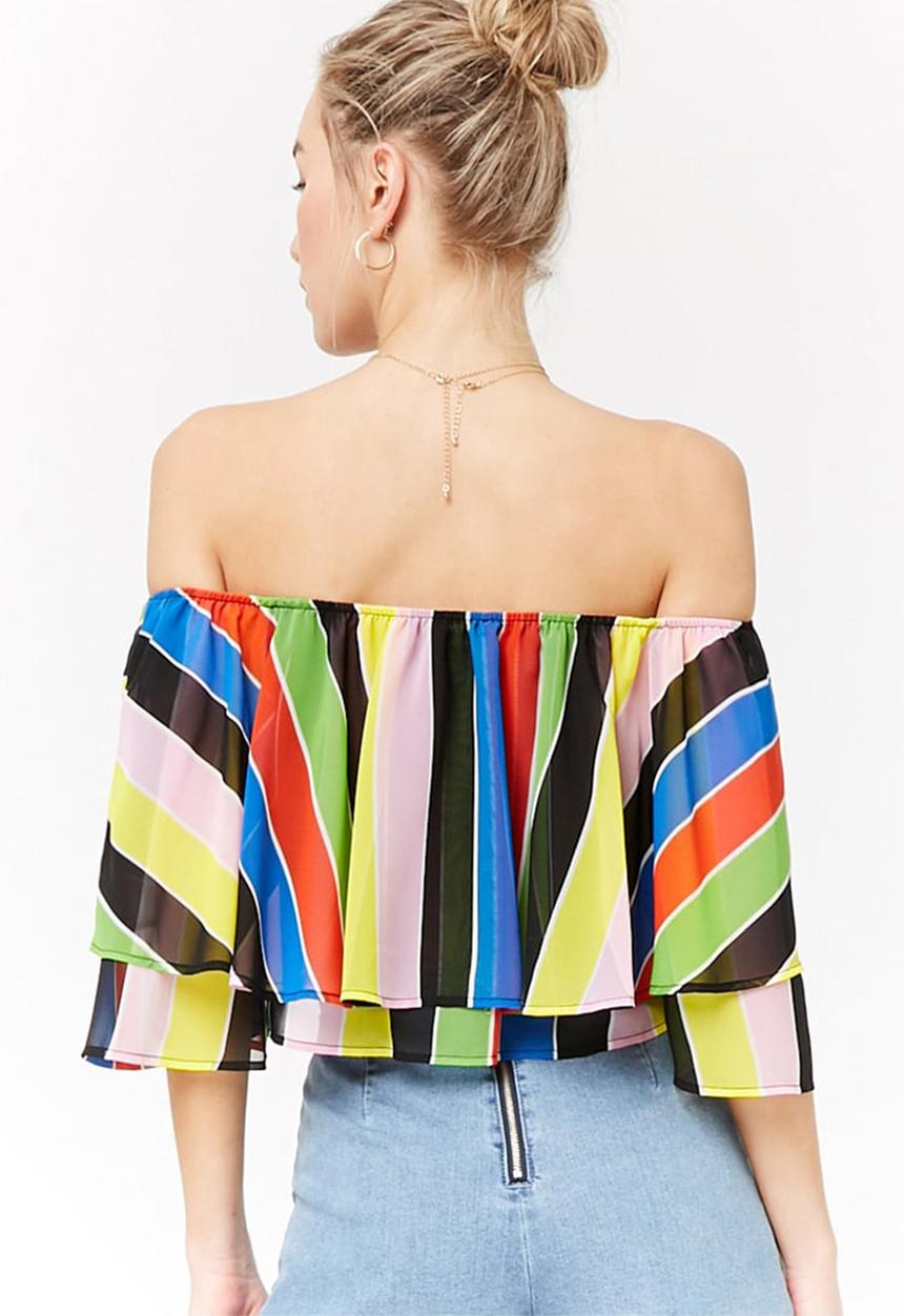 Forever21 - Off shoulder stripe top - black