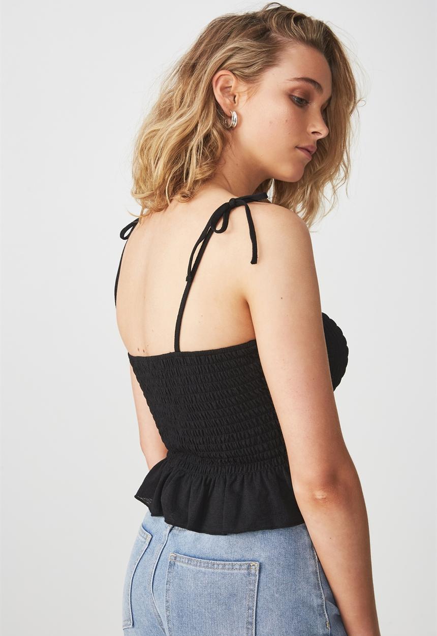 Cotton On - Hayley button through top - black