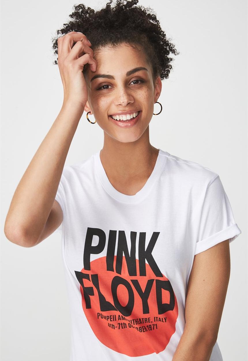 Cotton On - Tbar fox graphic t-shirt pink floyd - white