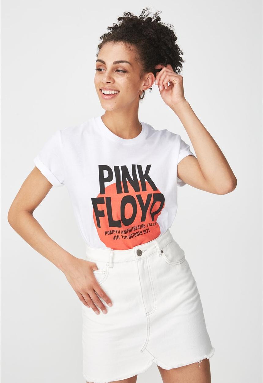 Cotton On - Tbar fox graphic t-shirt pink floyd - white