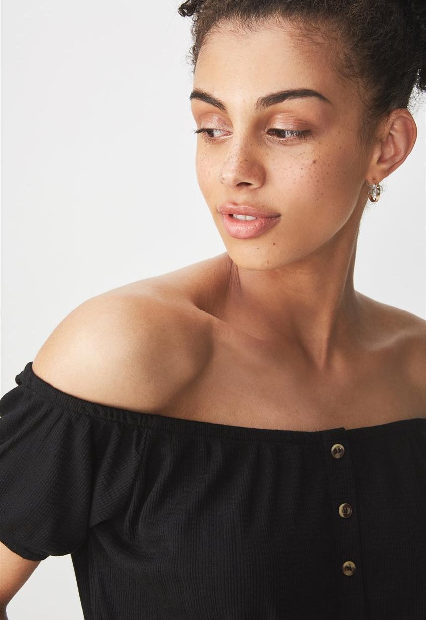Cotton On - Sally off the shoulder top - black