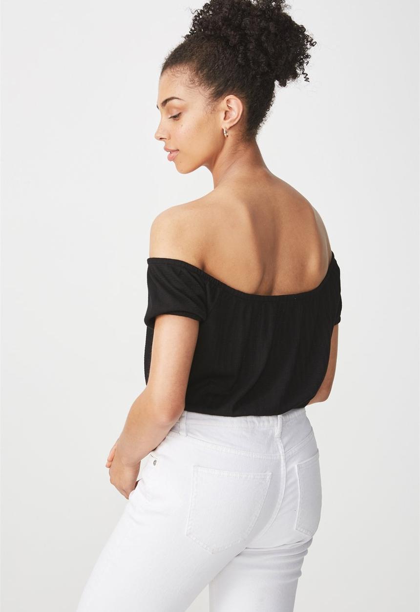 Cotton On - Sally off the shoulder top - black