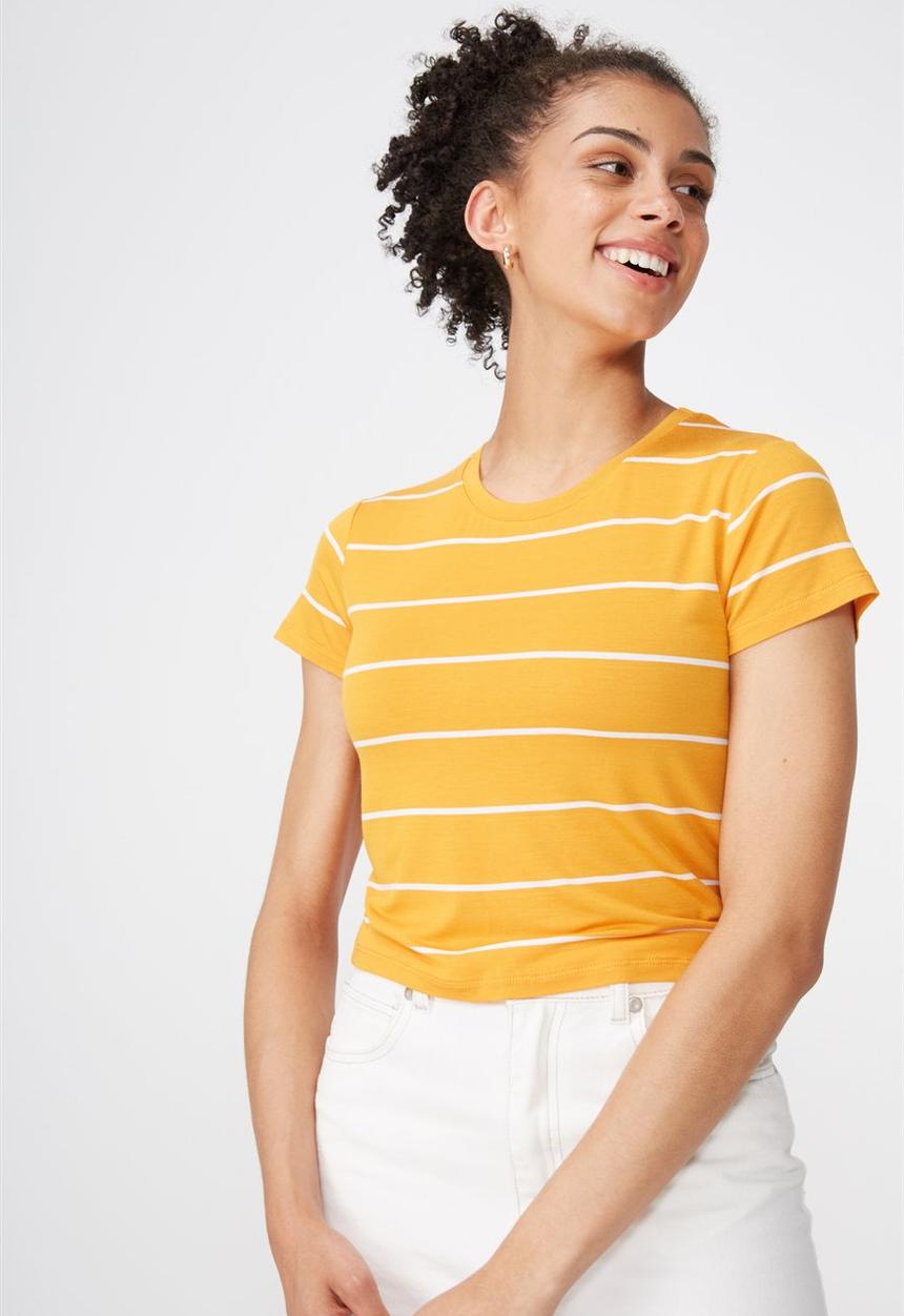 Cotton On - The baby tee - yellow & white stripe
