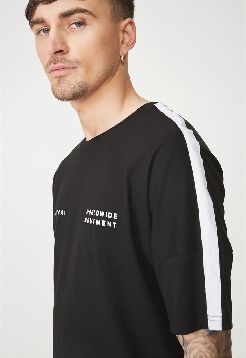 Cotton On - Drop shoulder longline tee - black
