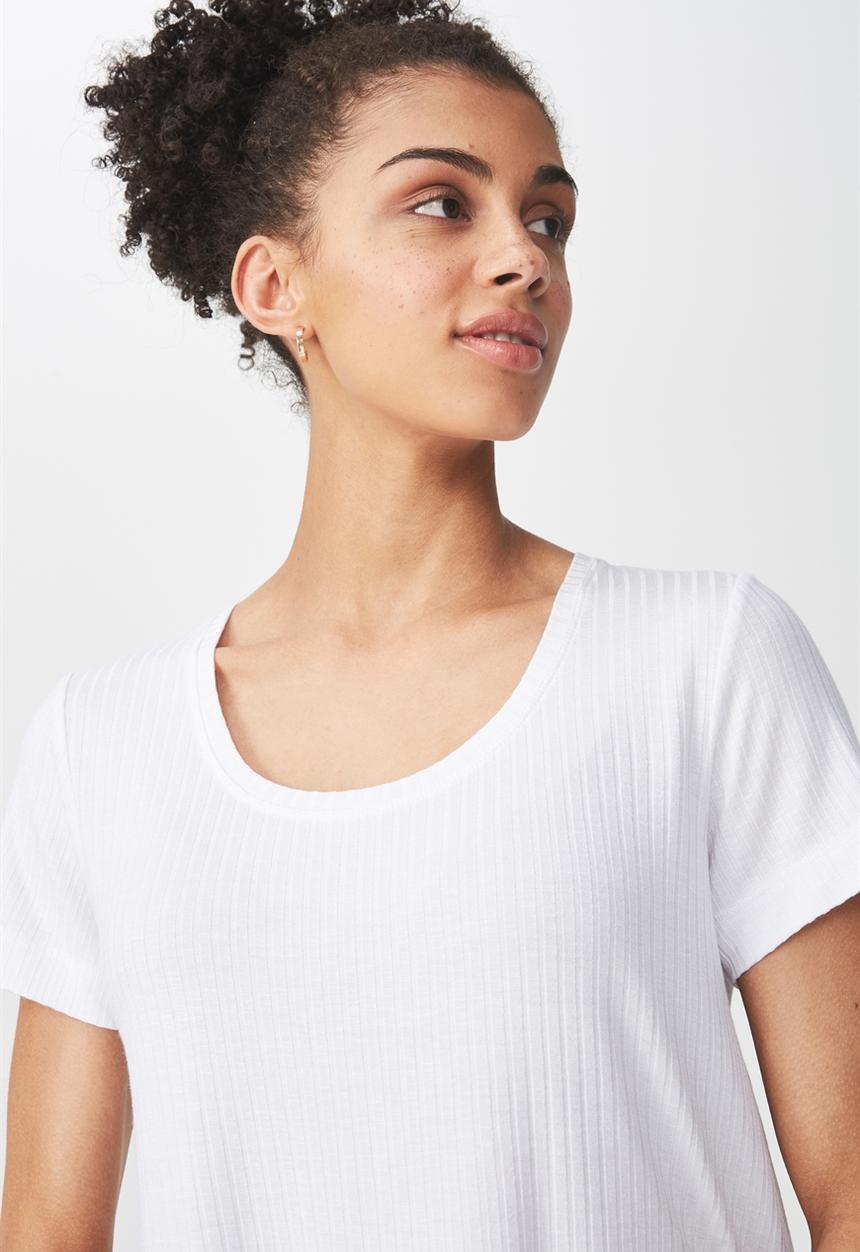 Cotton On - Elisa scoop neck rib tee - white