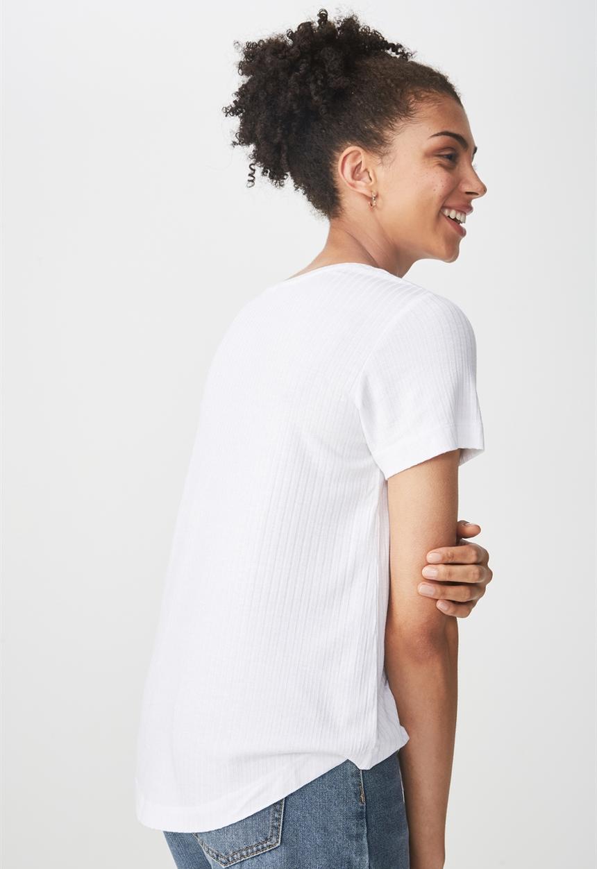 Cotton On - Elisa scoop neck rib tee - white