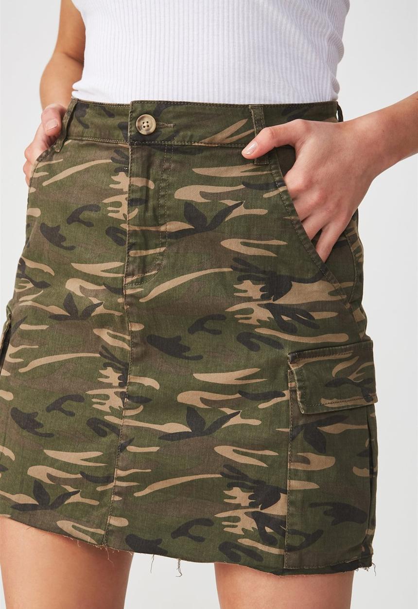 Cotton On - Utility cargo mini skirt - khaki green