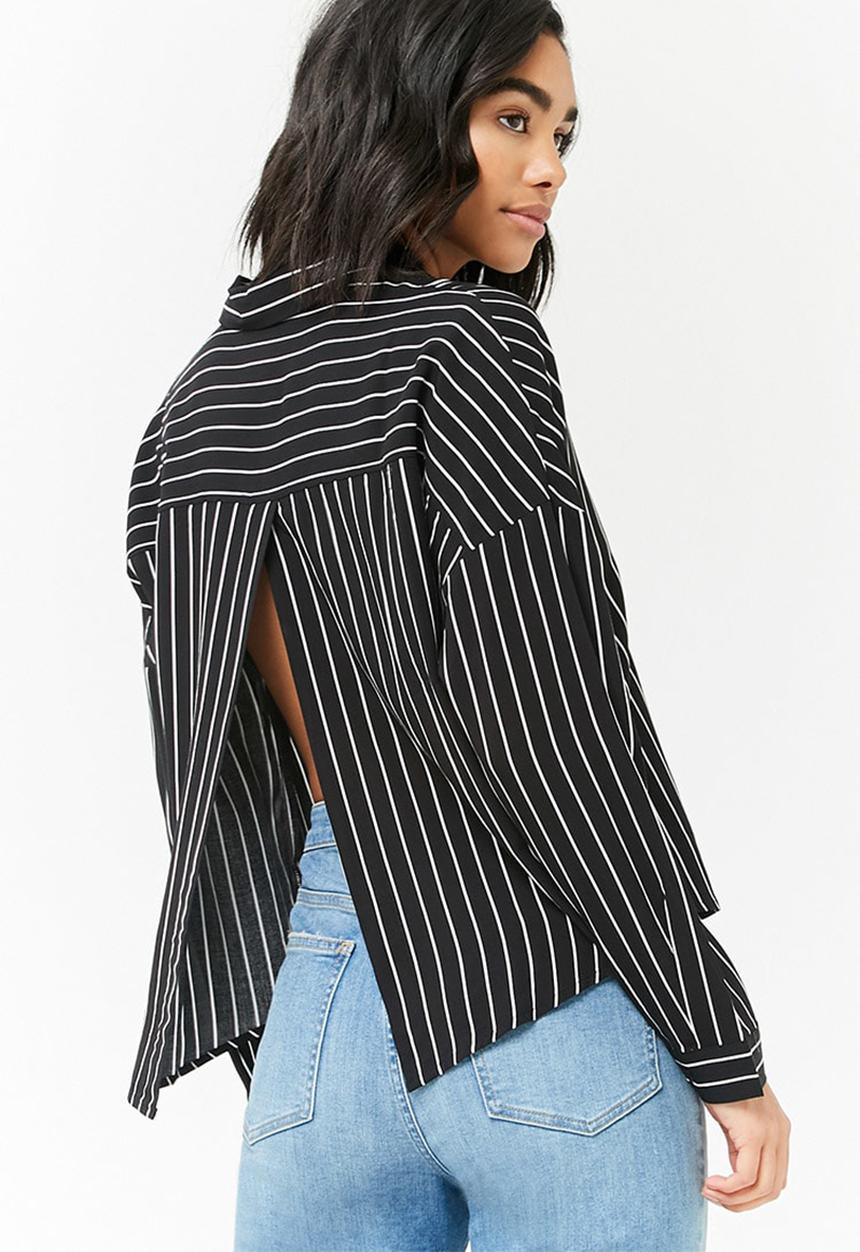 Forever21 - Oversized stripe shirt - black