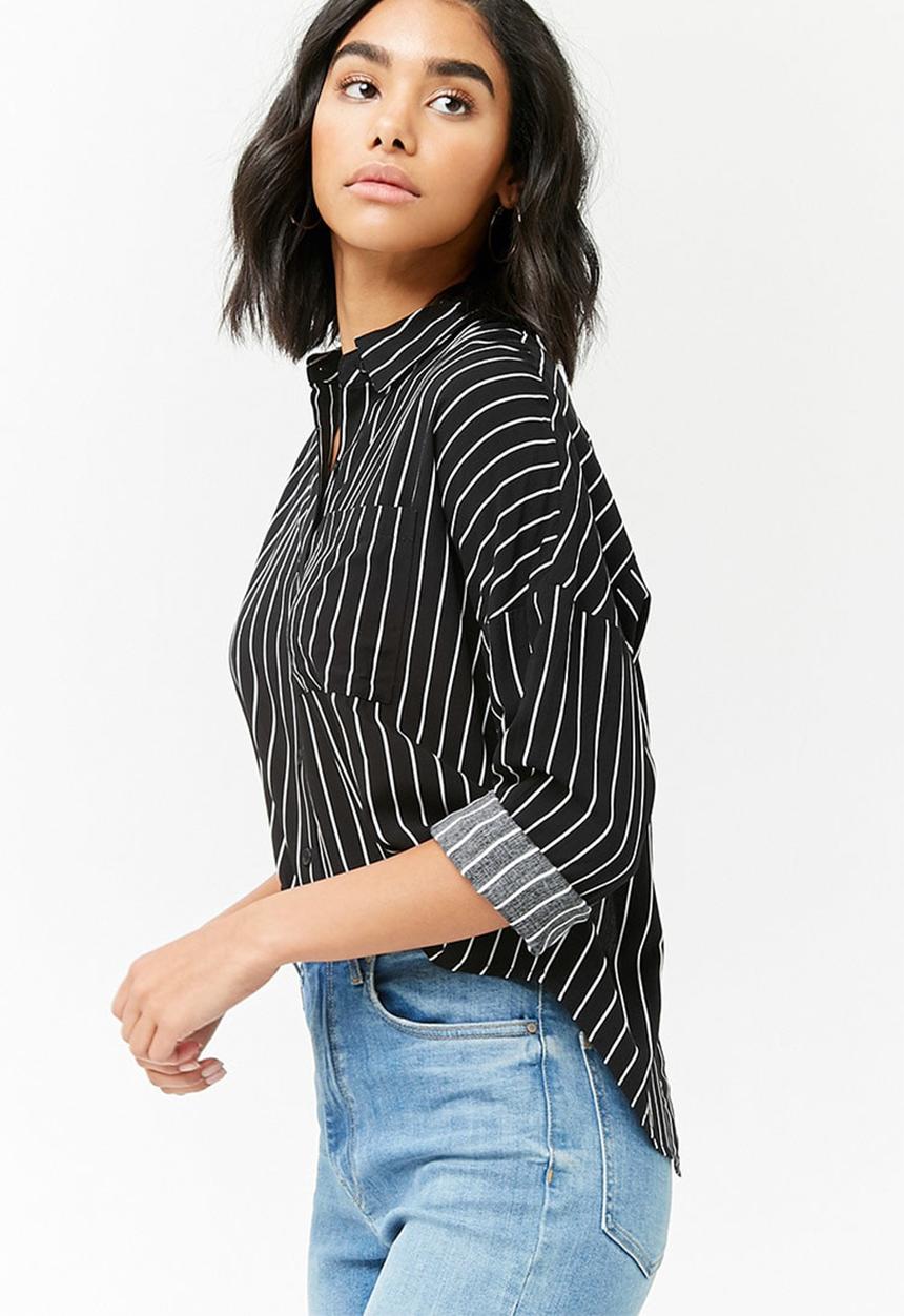 Forever21 - Oversized stripe shirt - black