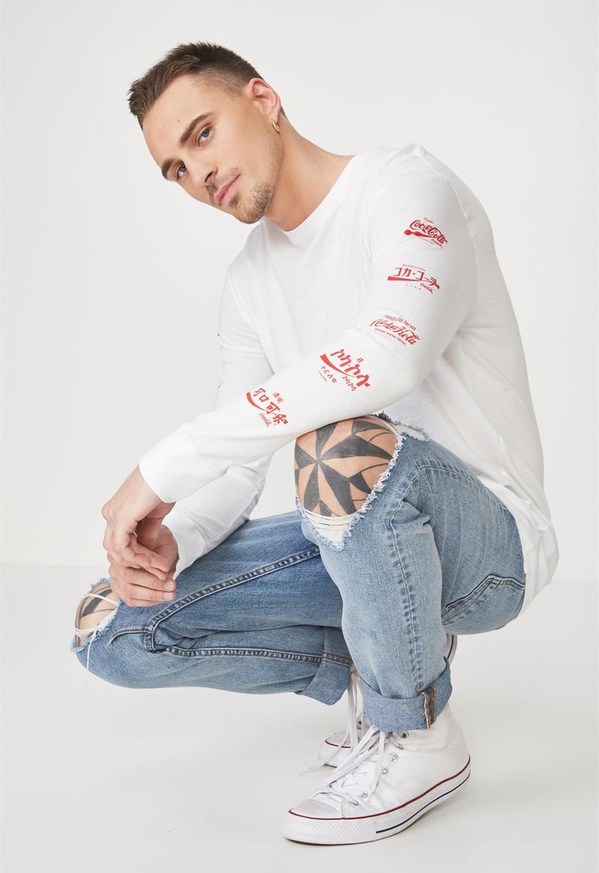 Cotton On - Tbar collaboration long sleeve tee - white