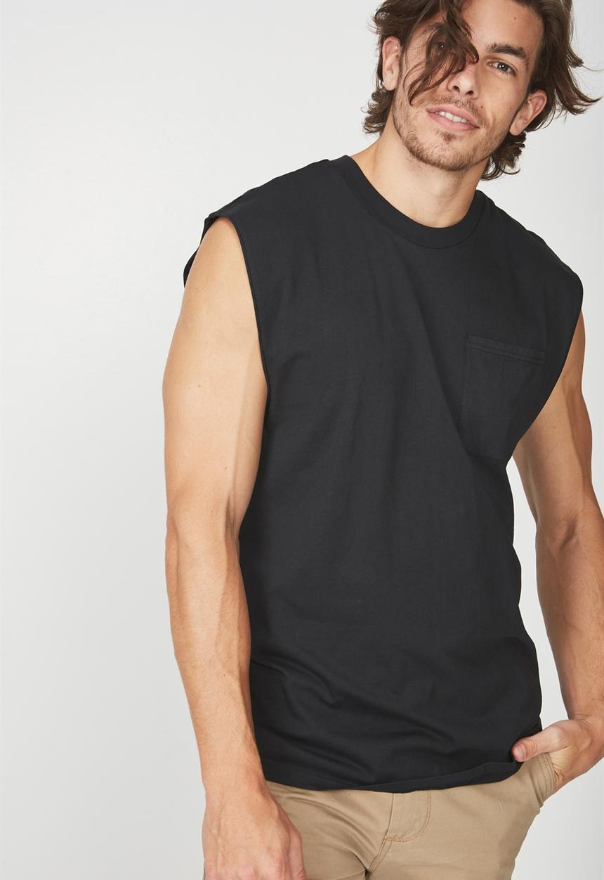 Cotton On - Drop shoulder muscle tank - black