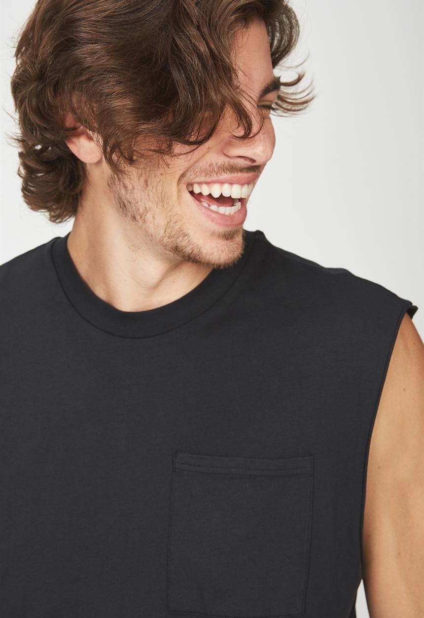 Cotton On - Drop shoulder muscle tank - black