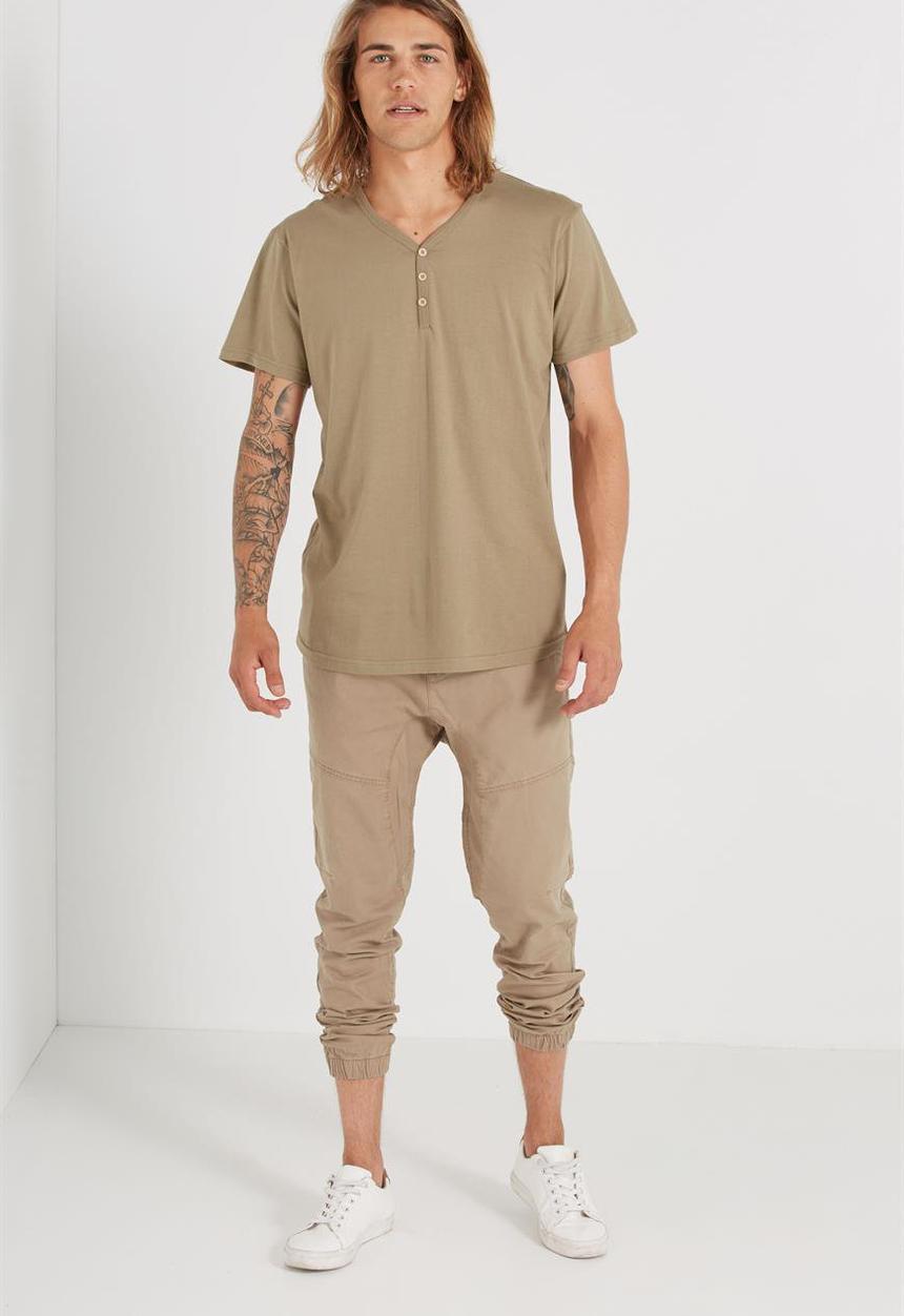 Cotton On - Essential henley - green