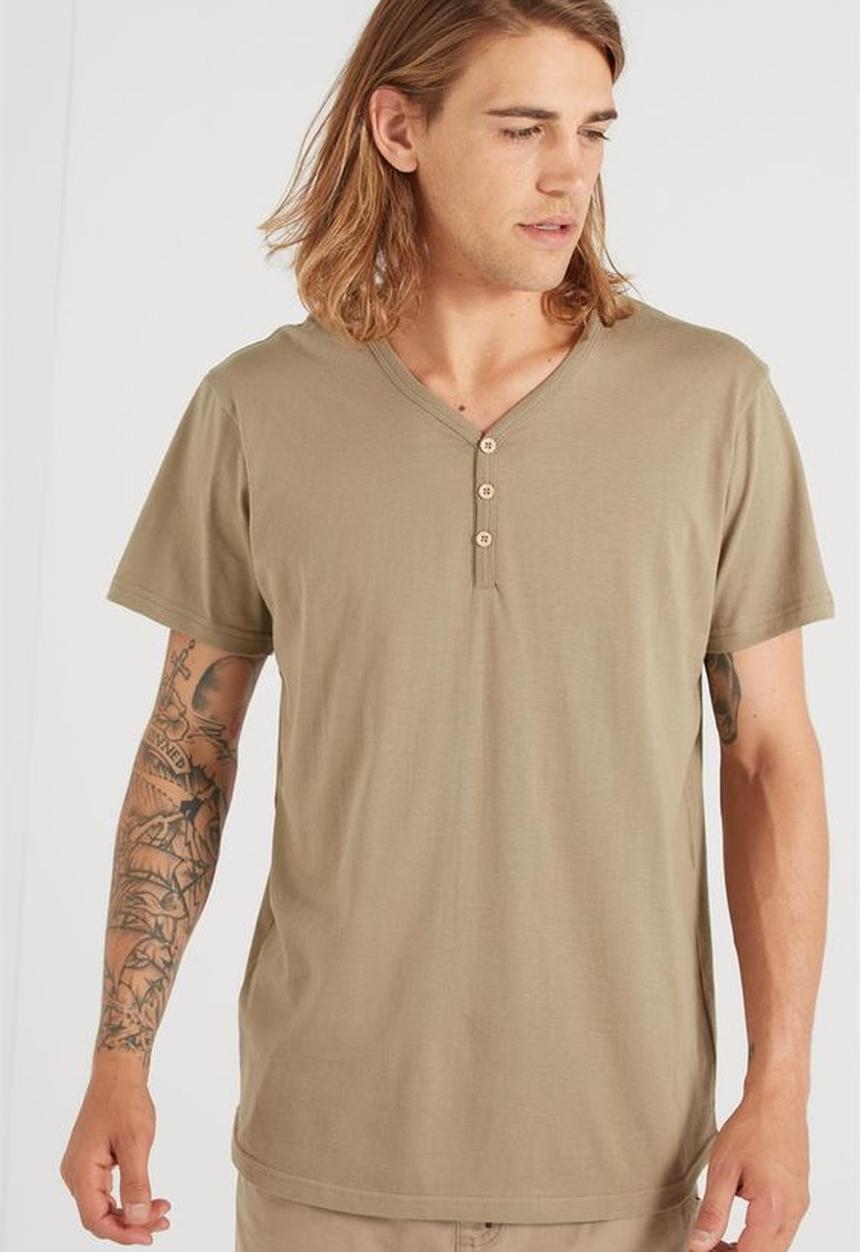 Cotton On - Essential henley - green