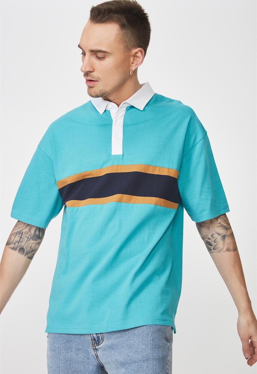 Cotton On - Oversized short sleeve polo -Turquoise