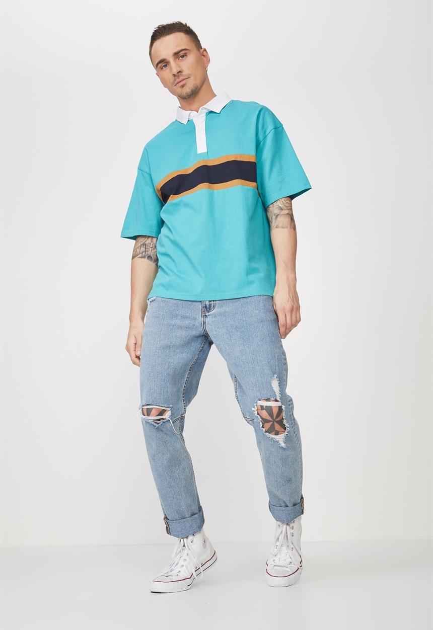 Cotton On - Oversized short sleeve polo -Turquoise