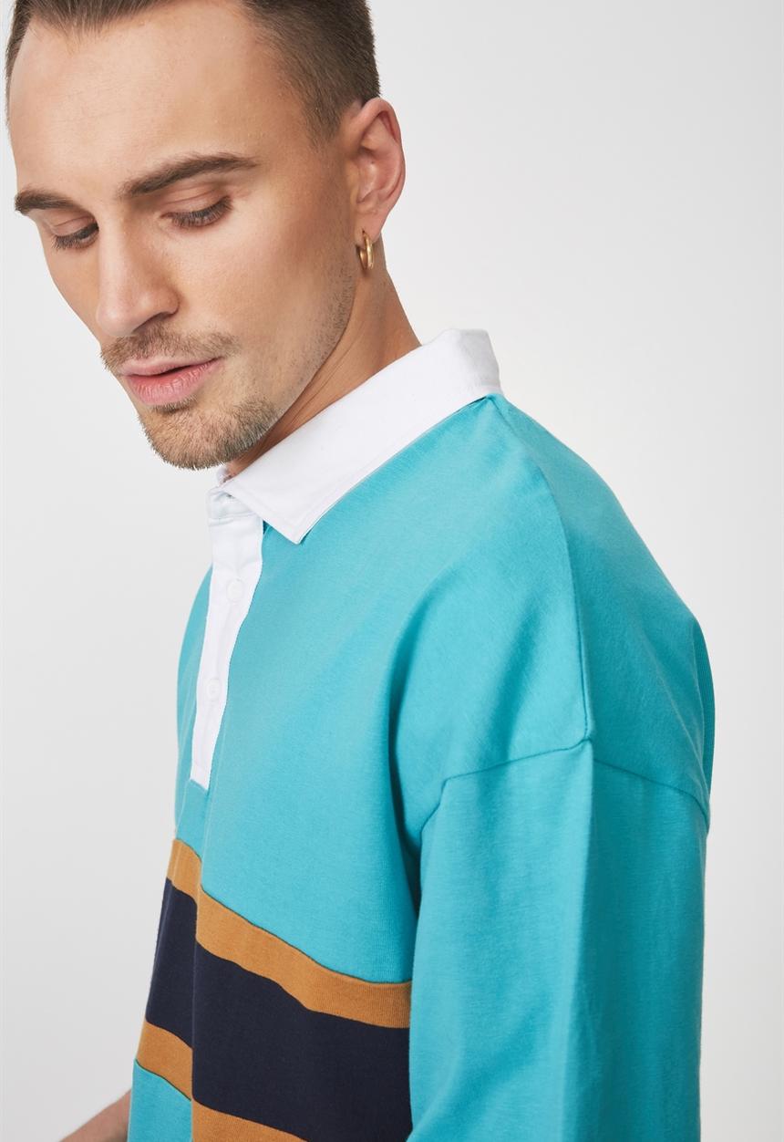 Cotton On - Oversized short sleeve polo -Turquoise