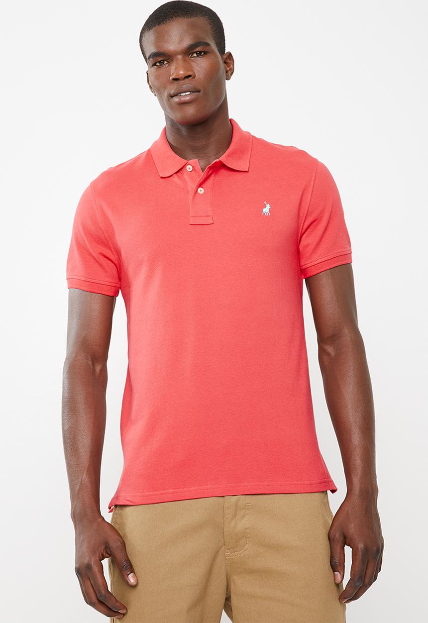 POLO - Custom fit short sleeve pique golfer T-shirt - coral 