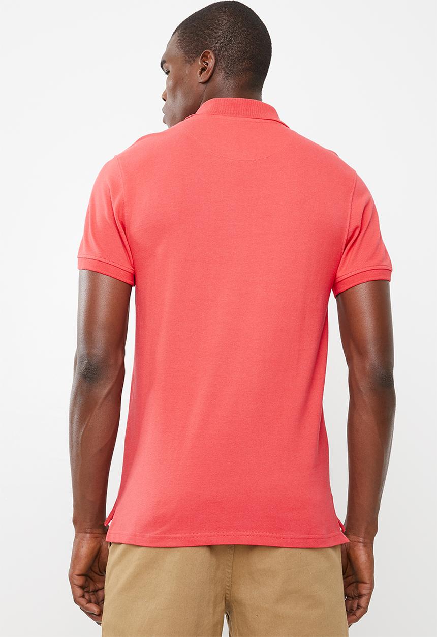 POLO - Custom fit short sleeve pique golfer T-shirt - coral 