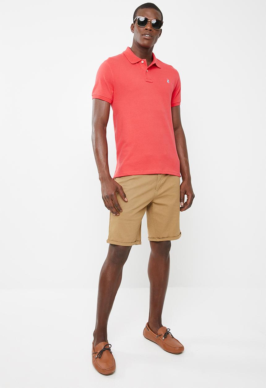 POLO - Custom fit short sleeve pique golfer T-shirt - coral 
