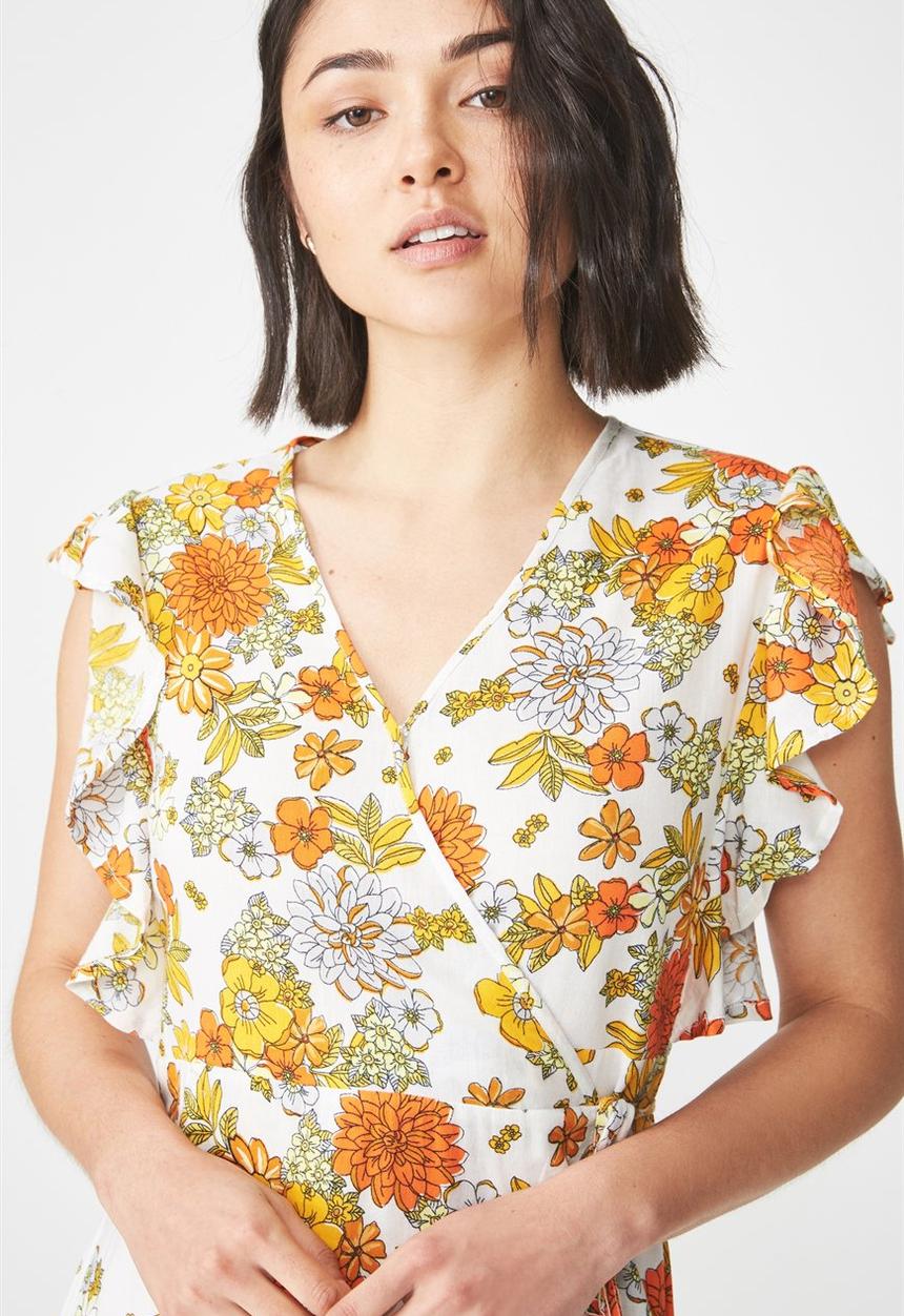 Cotton On - Woven winnie wrap dress - white 