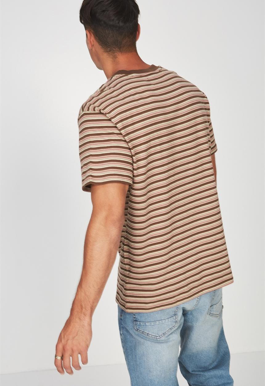 Cotton On - Dylan multi stripe tee-carafe - brown