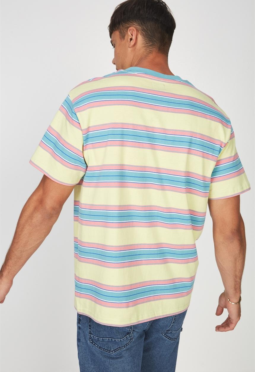 Cotton On - Dylan stripe tee - yellow & pink
