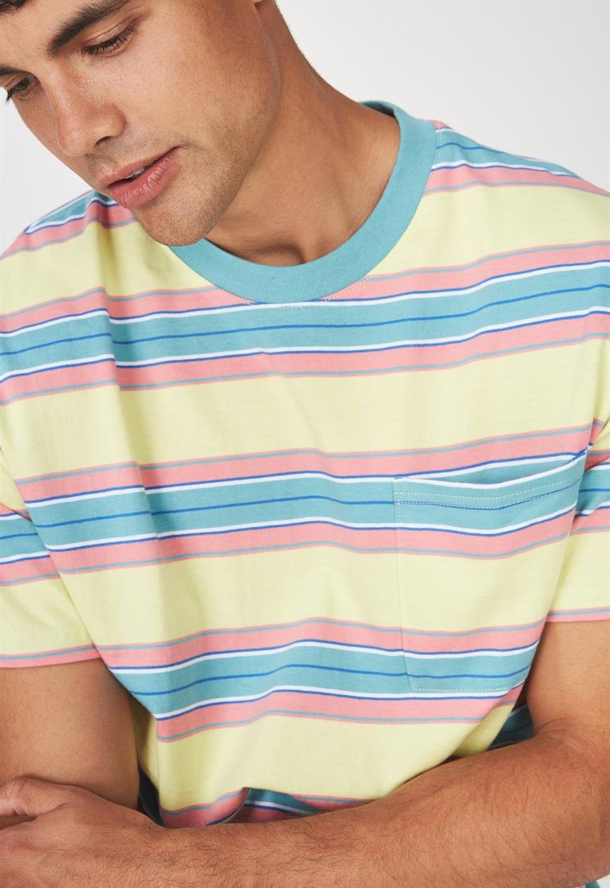 Cotton On - Dylan stripe tee - yellow & pink