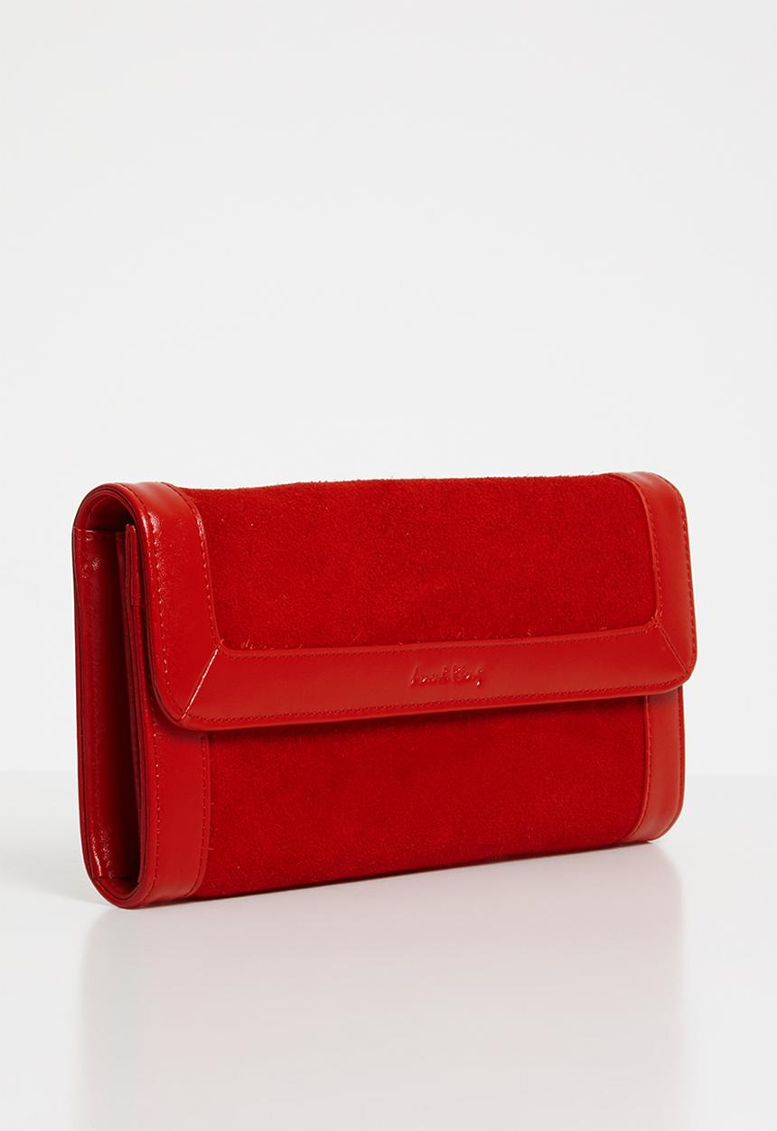Anni King - Durby leather suede clutch bag - red
