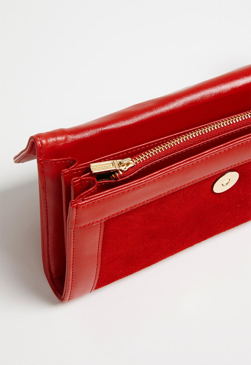 Anni King - Durby leather suede clutch bag - red