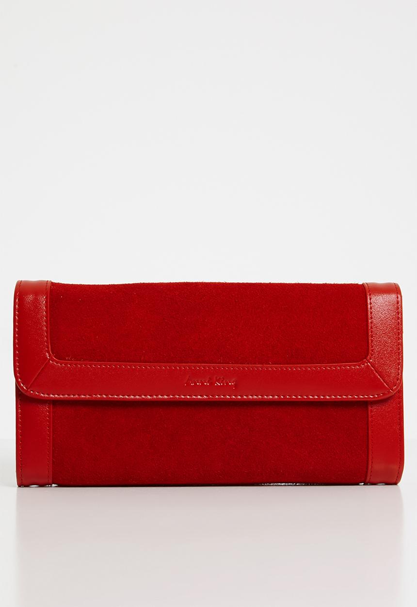 Anni King - Durby leather suede clutch bag - red