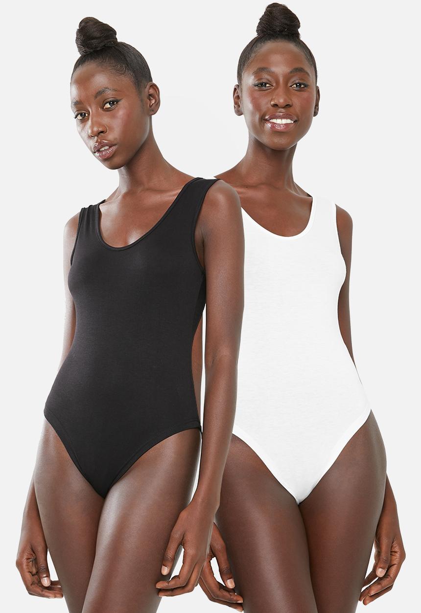 Superbalist - 2 Pack scoop neck bodysuit - black and white