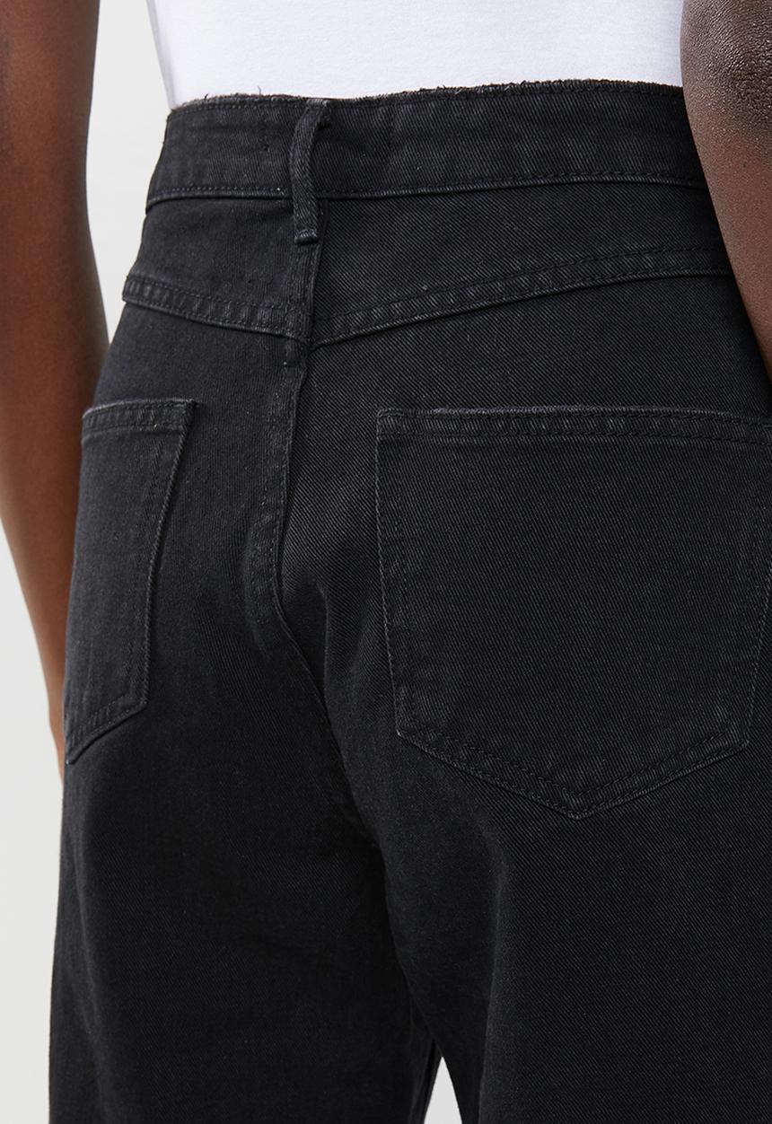 Missguided - Riot hang down rip high waisted mom jean - black