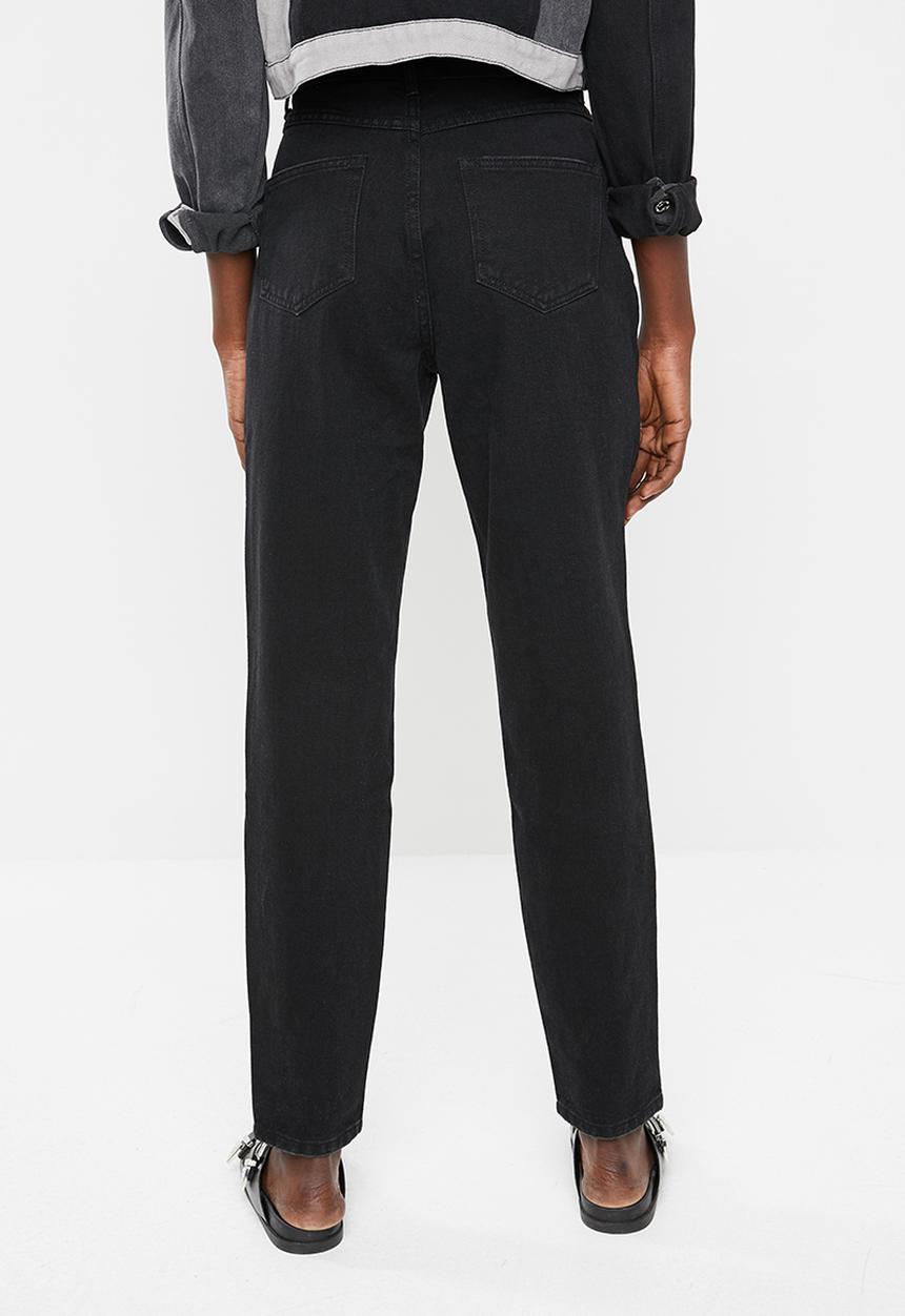 Missguided - Riot hang down rip high waisted mom jean - black