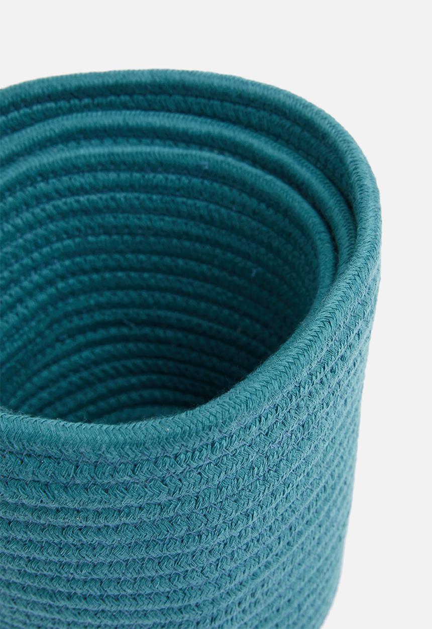 Sixth Floor - Cotton rope storage basket set of 3 - teal