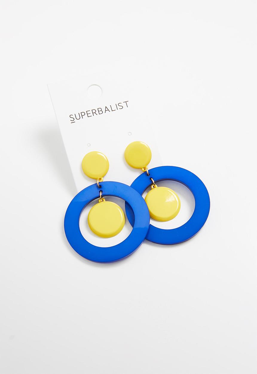 Superbalist - Donna circle earrings - yellow & blue