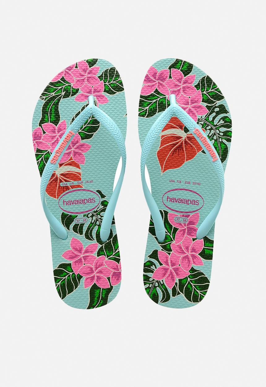 Havaianas - Slim floral flip flops - blue
